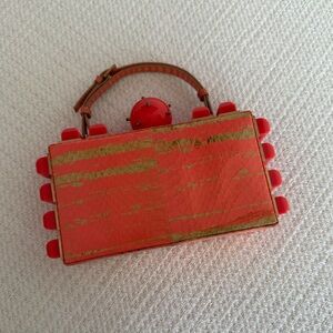 Tonya Hawkes Pink and Gold Striped Handbag